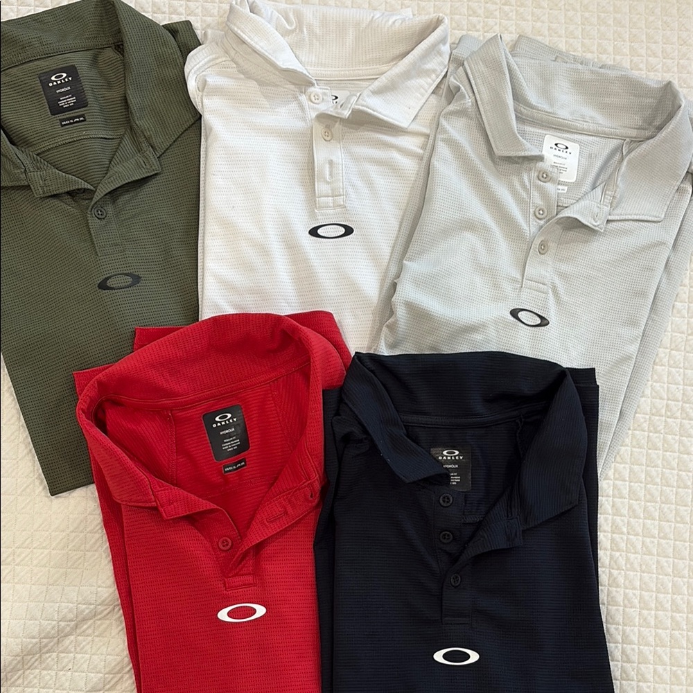 Oakley Men's Polo Shirt Collection - Red, White, Black, Green, Gray